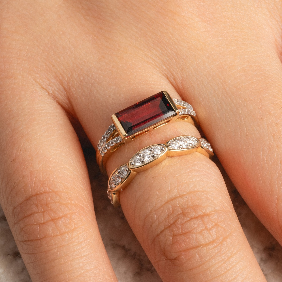 14k Vintage Inspired Diamond Stacking Band