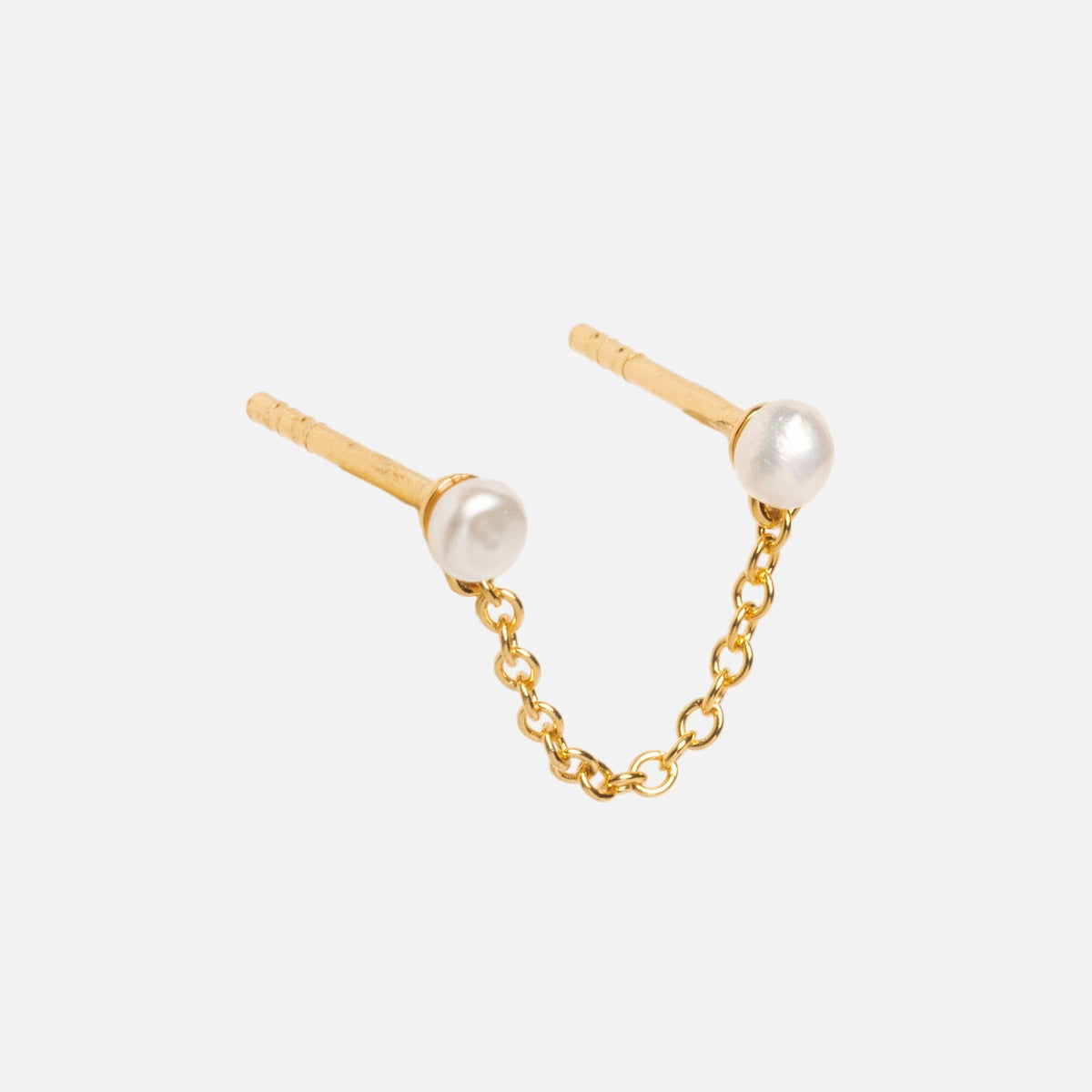 Freshwater Pearl Double Stud Chain Earring