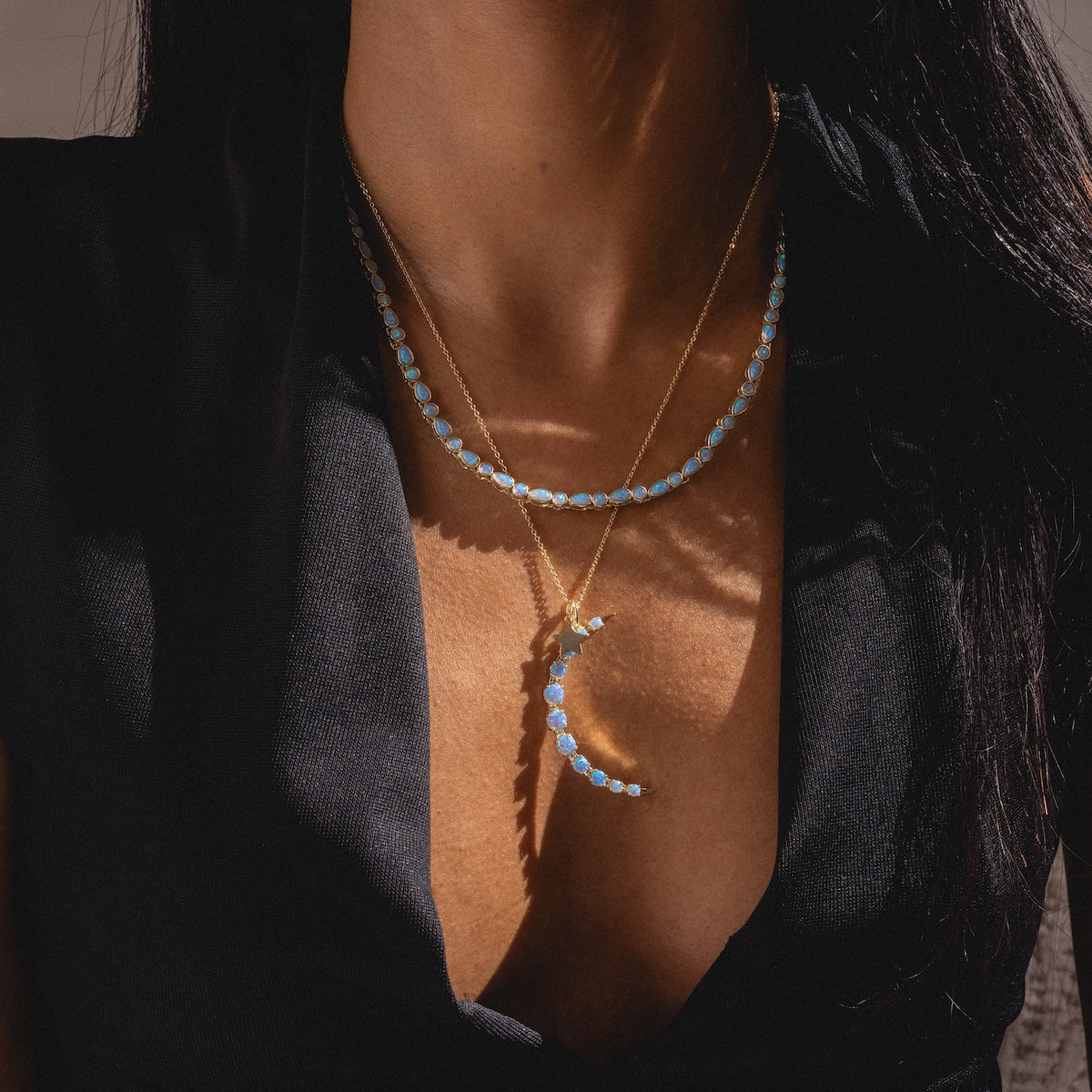 Isla Blue Opal Tennis Necklace