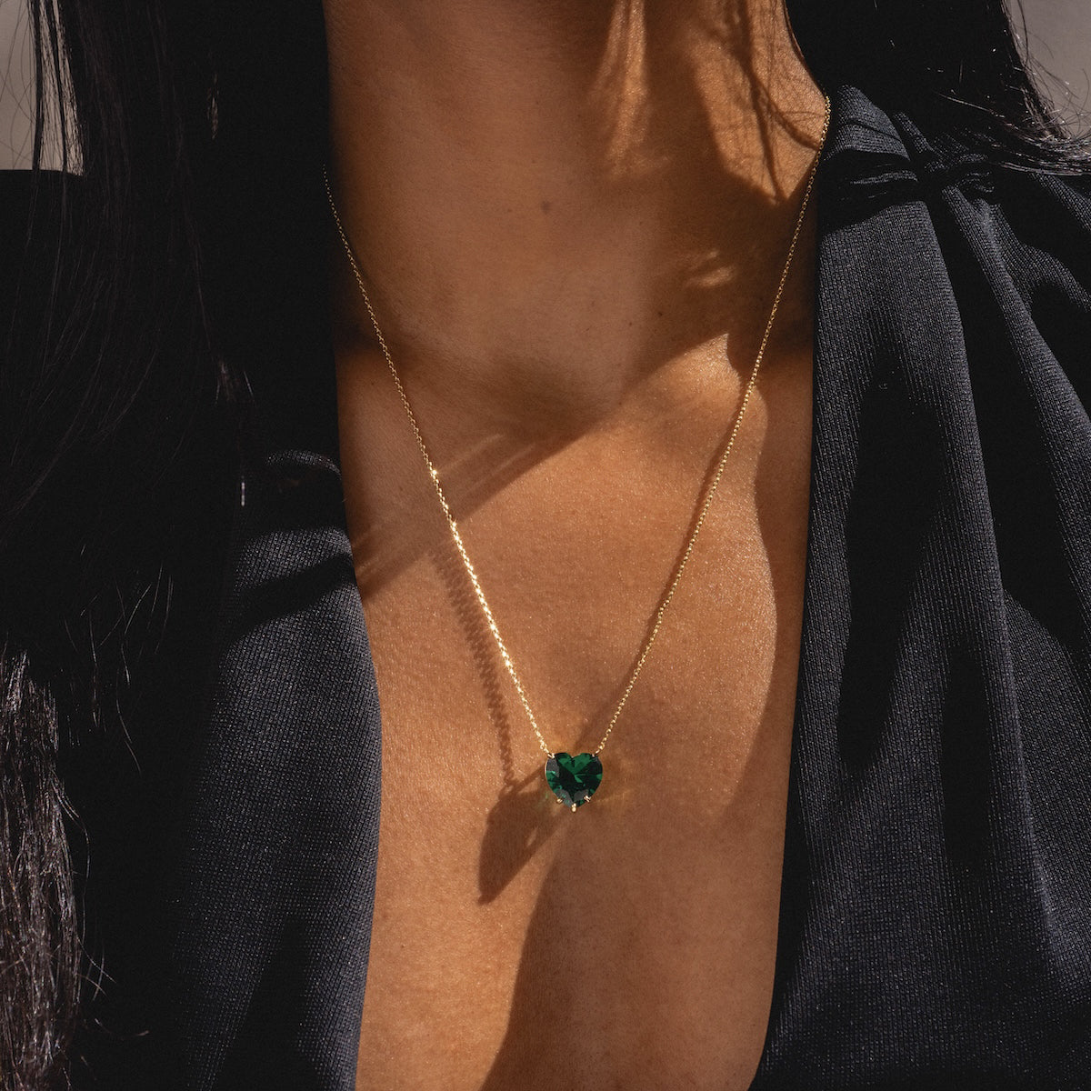 The Allison Emerald Heart Pendant Necklace