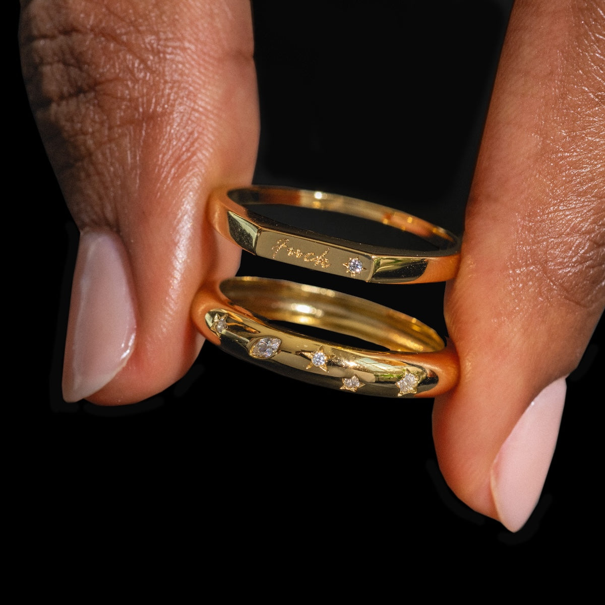 Tiny Fuck Bold Stacking Ring Set