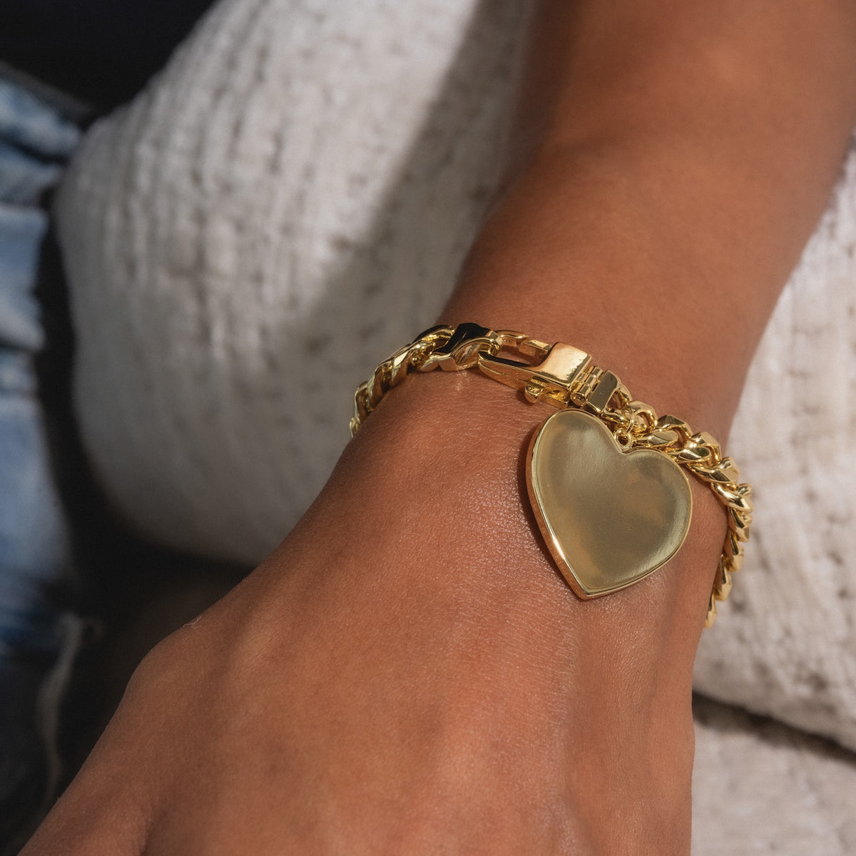Julian XL Heart Cuban Chain Bracelet