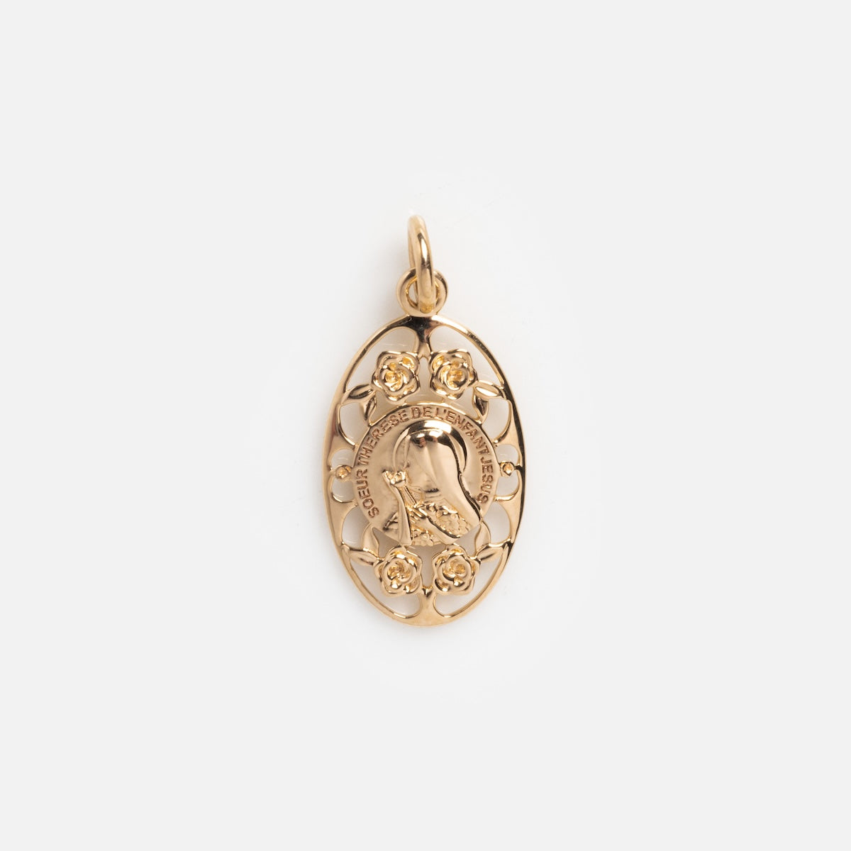 14k Vintage Revival Mother Teresa Oval Charm
