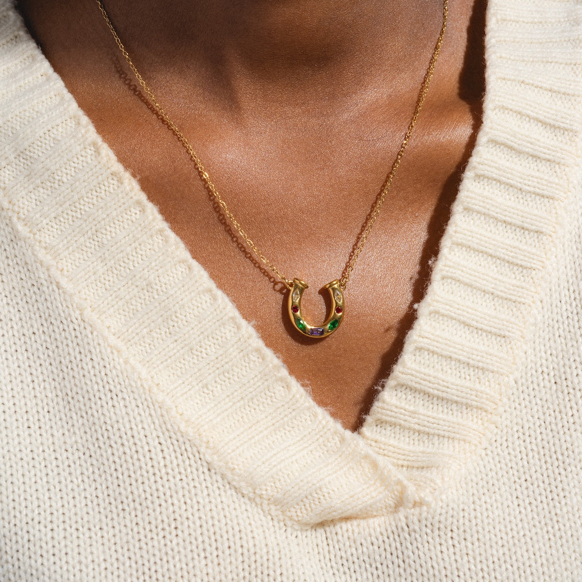 Horseshoe Gem Necklace
