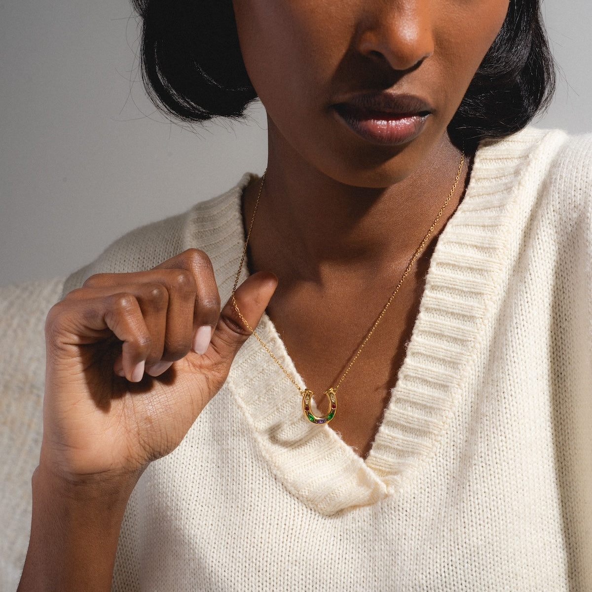 Horseshoe Gem Necklace