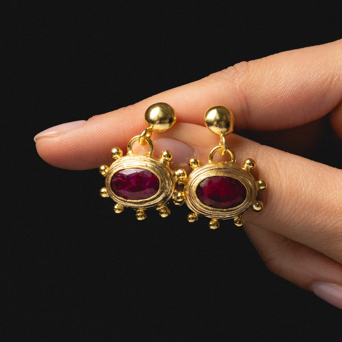 Zand Ruby Drop Earrings