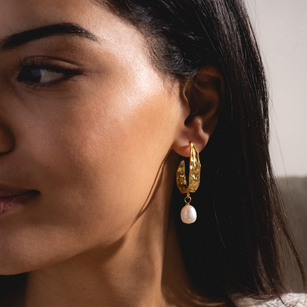 Judy Pearl Statement Hoop Earrings