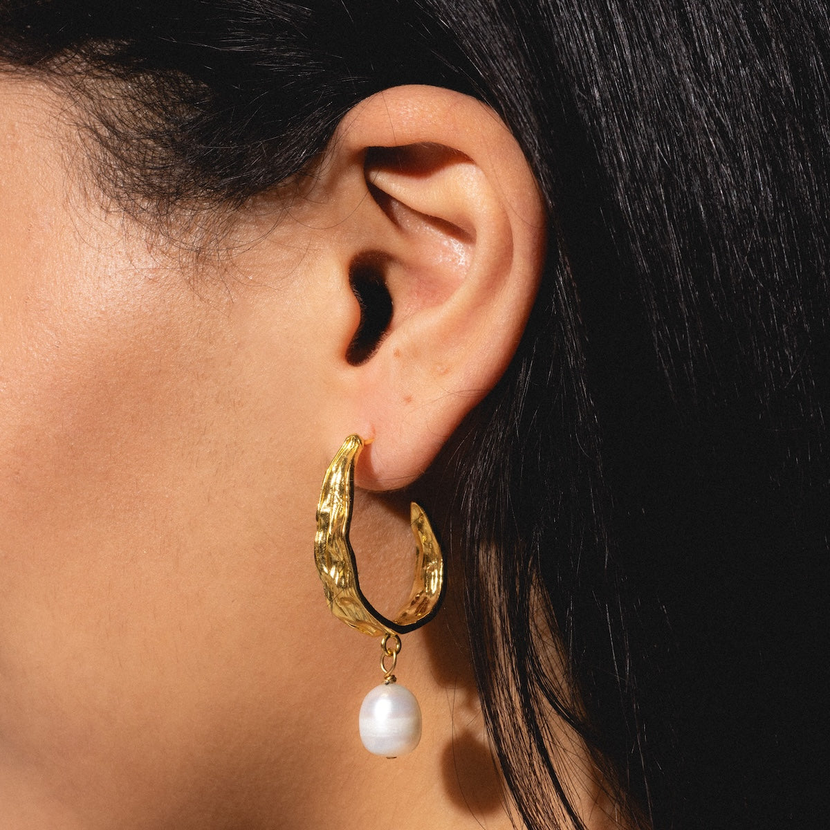 Judy Pearl Statement Hoop Earrings