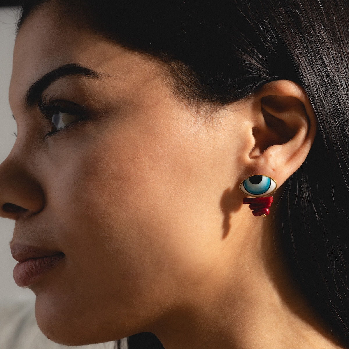 Adira Blue Porcelain Evil Eye Stud Earrings