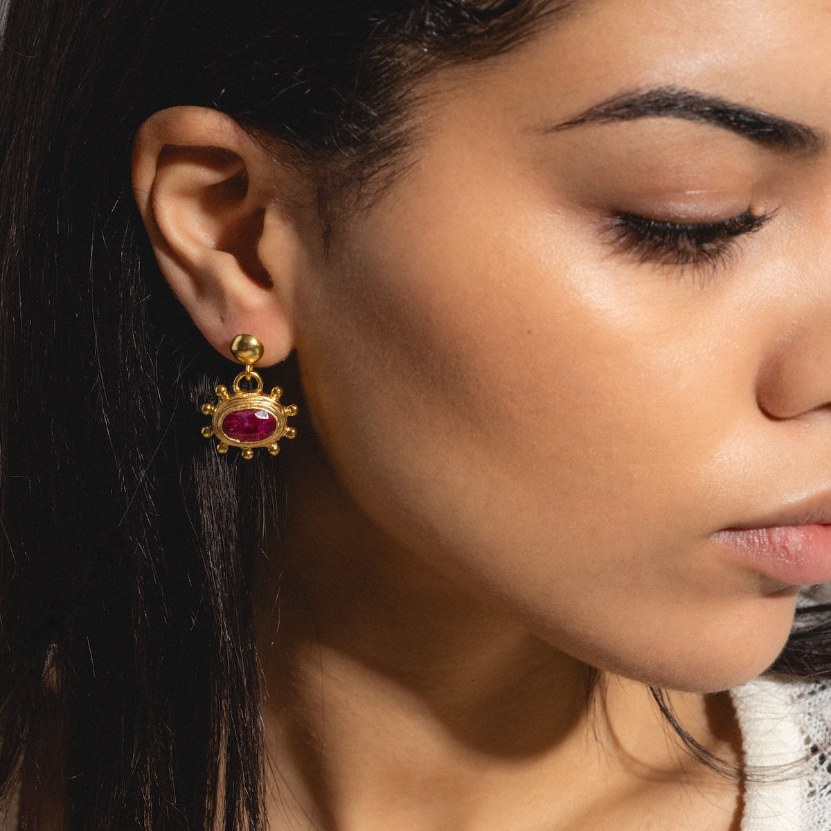 Zand Ruby Drop Earrings