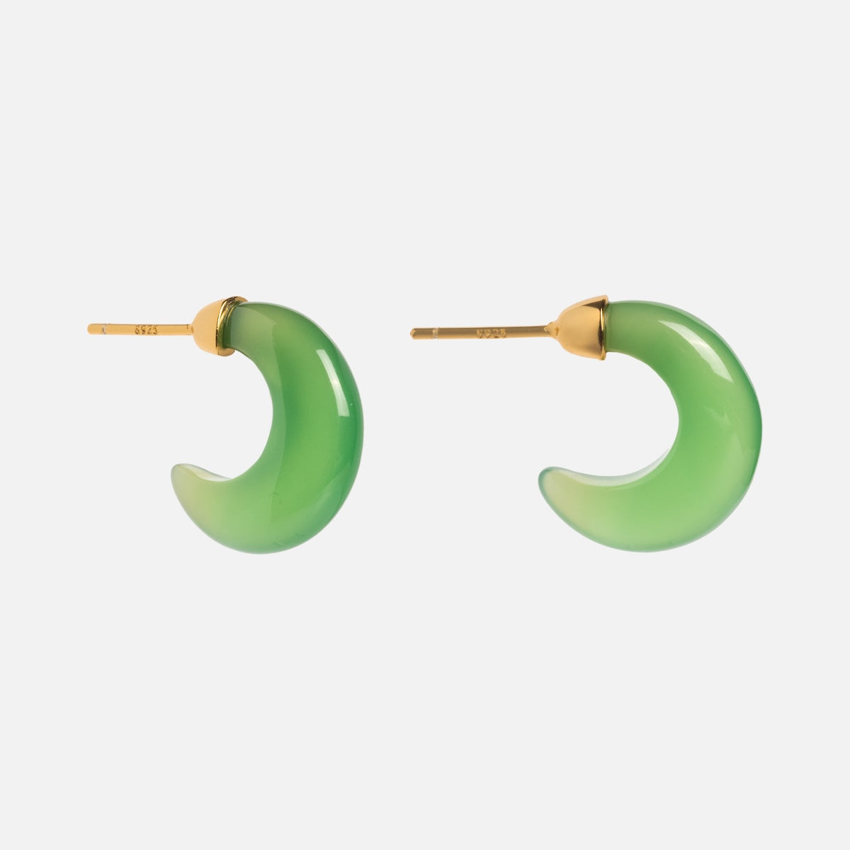 Half Moon Green Chalcedony Earrings