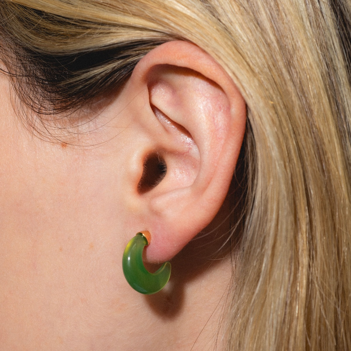 Half Moon Green Chalcedony Earrings