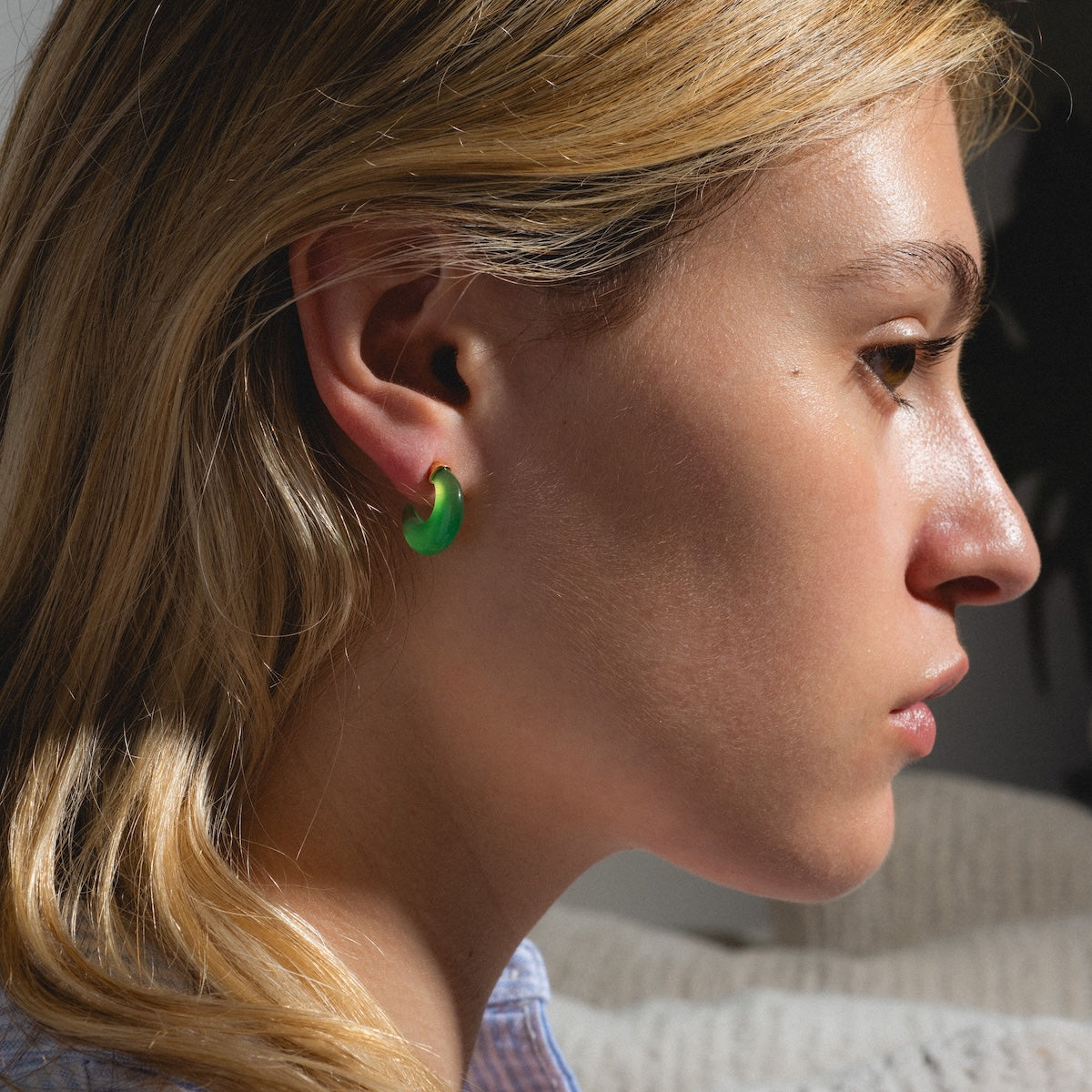 Half Moon Green Chalcedony Earrings
