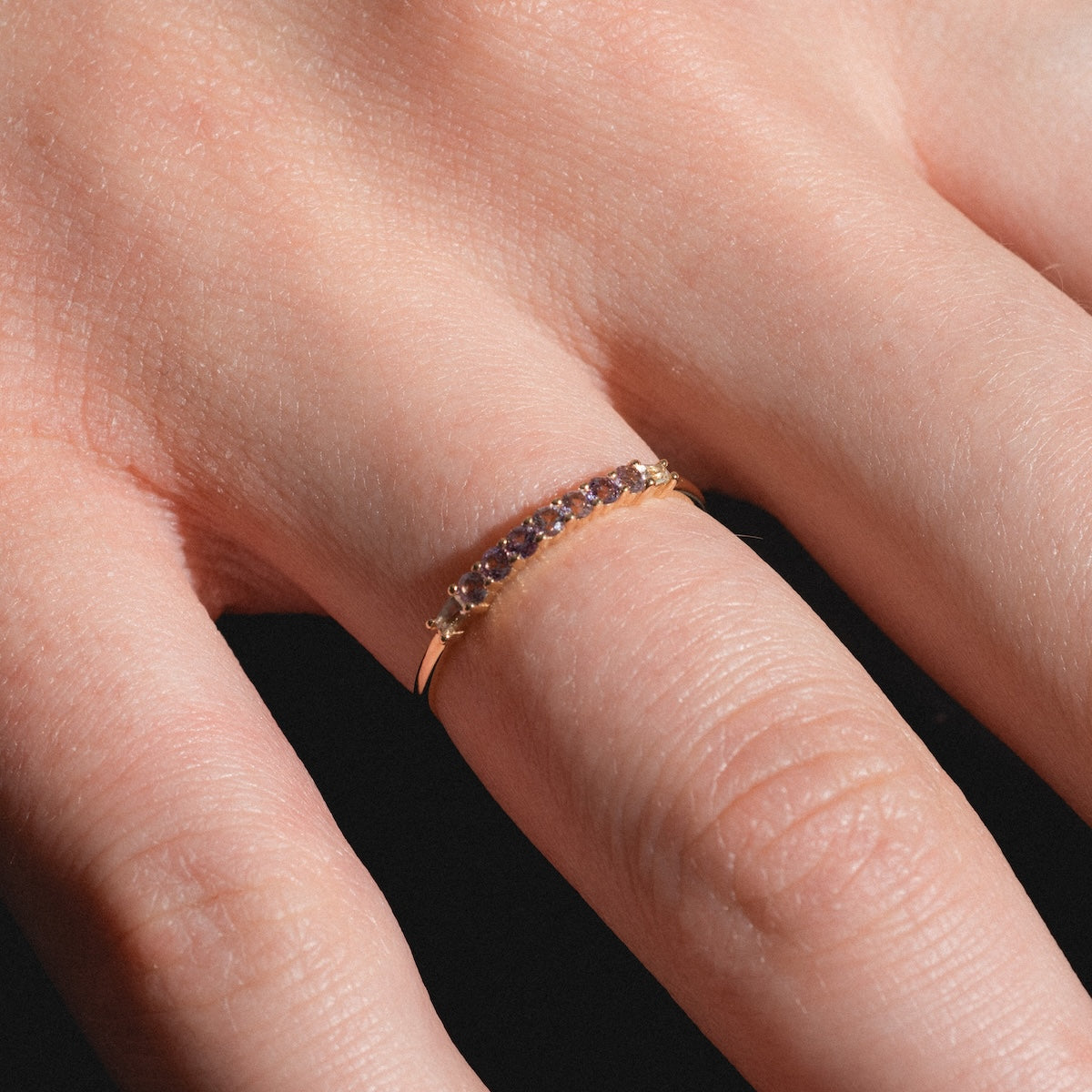 Solid Gold 2025 June Capsule Delicate Alexandrite Stacking Ring