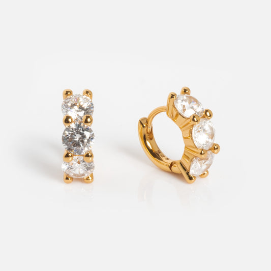 Eclat Hoops crafted in CZ 14k yellow gold vermeil and embellished with sparkling cubic zirconia stones.