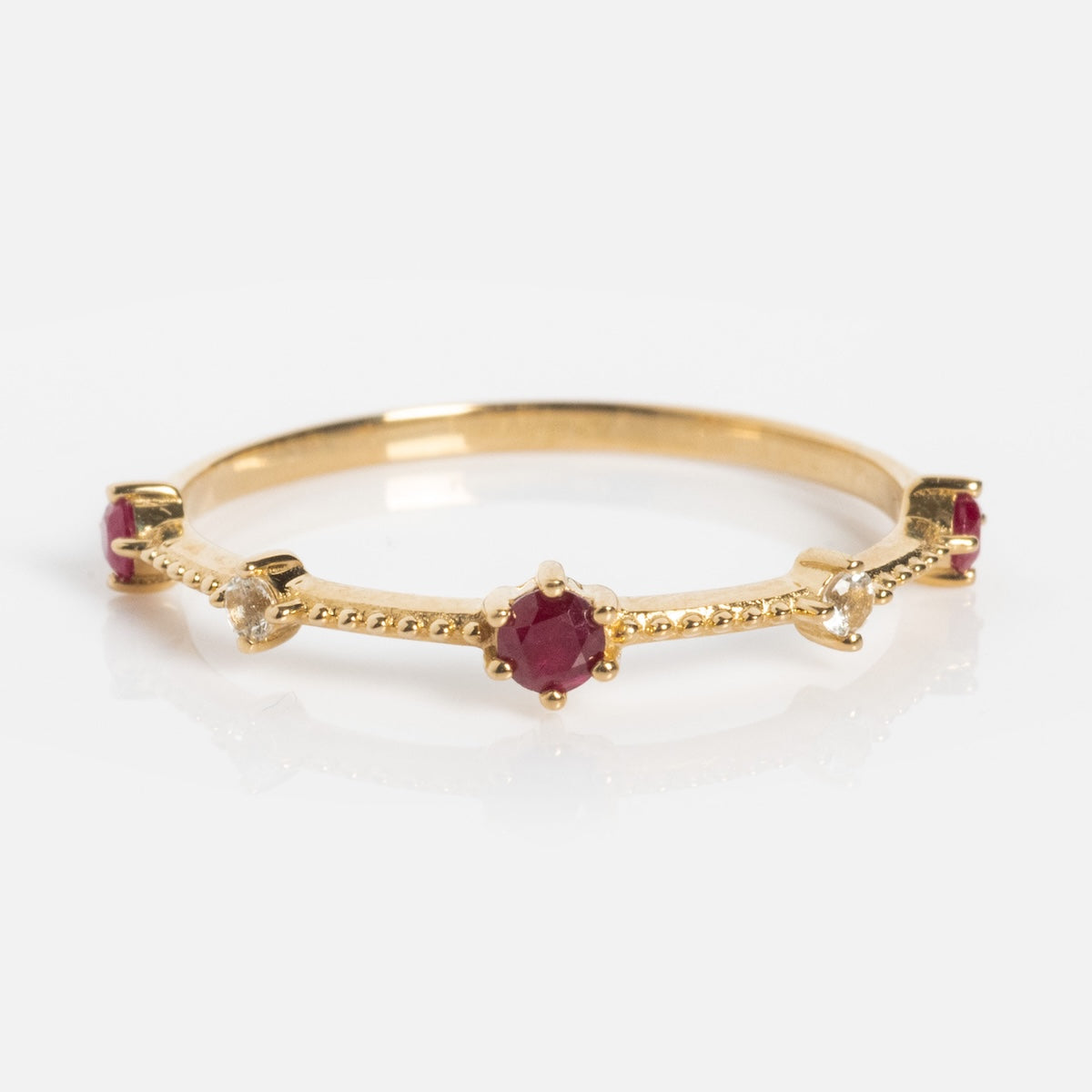 Solid Gold Delicate Ruby Stacking Ring Local Eclectic