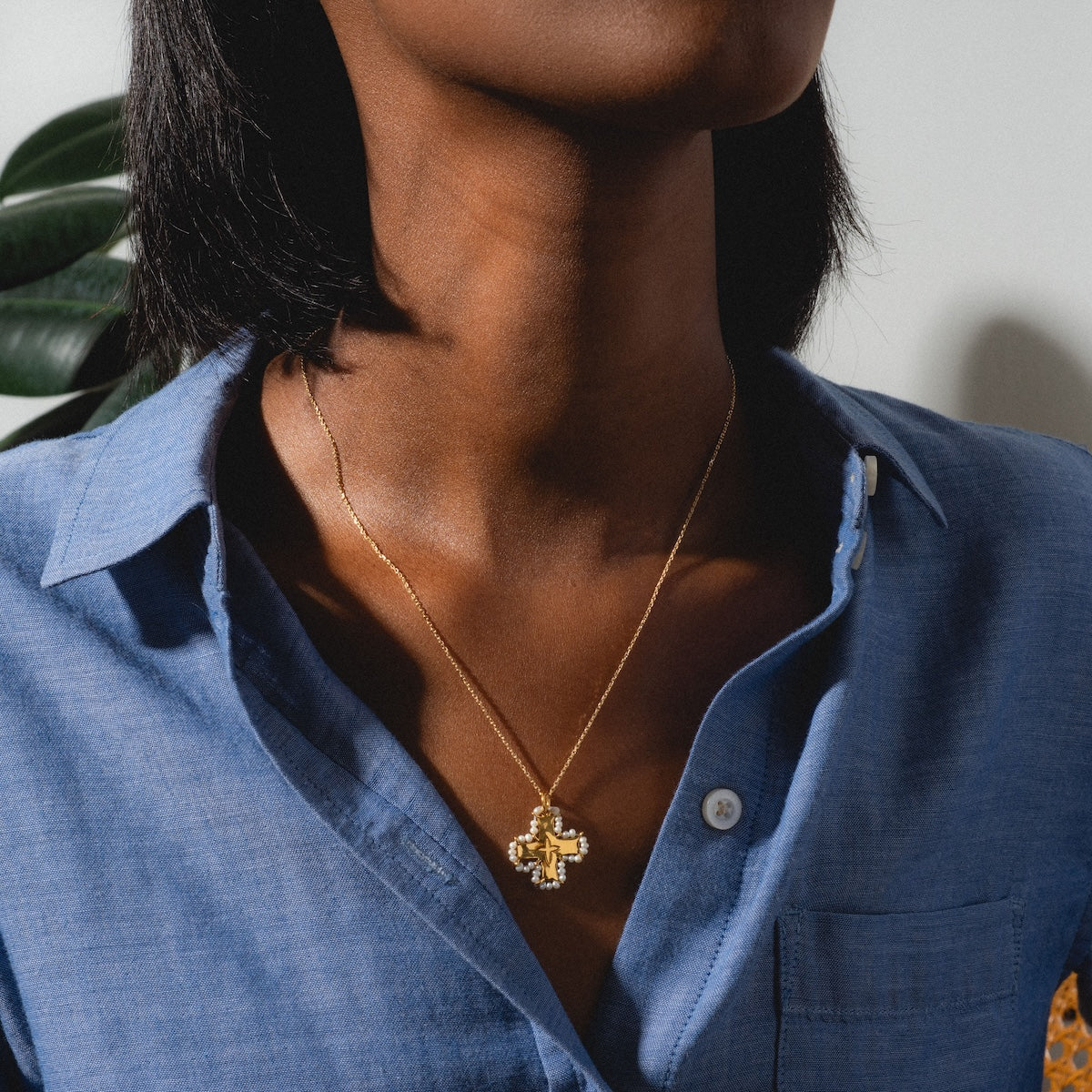 Woman wearing Karana Necklace