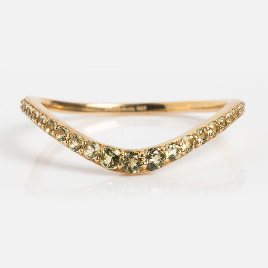 Peridot curved stacking ring on white