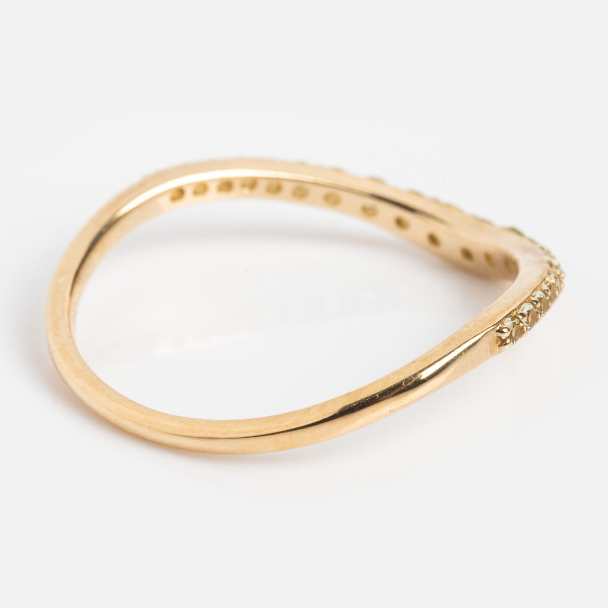 Back view of peridot stacking ring