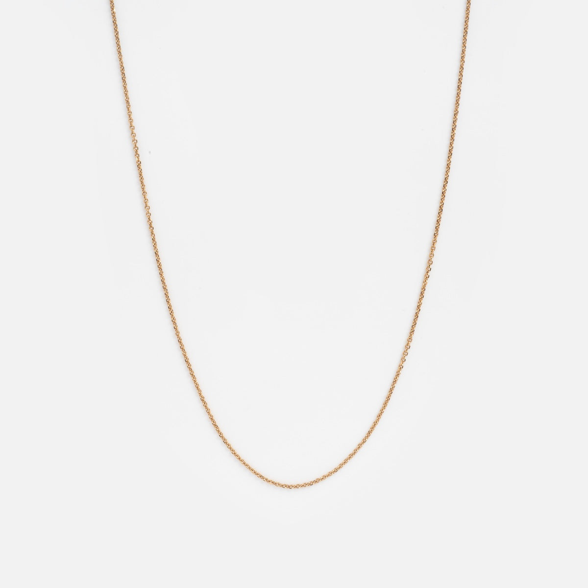 The Solid Gold Delicate Rolo Chain Sample is displayed against a plain white background.