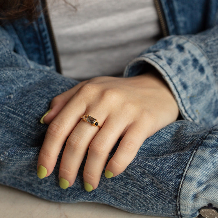 Rutilated Quartz and Topaz Haven Cluster Ring