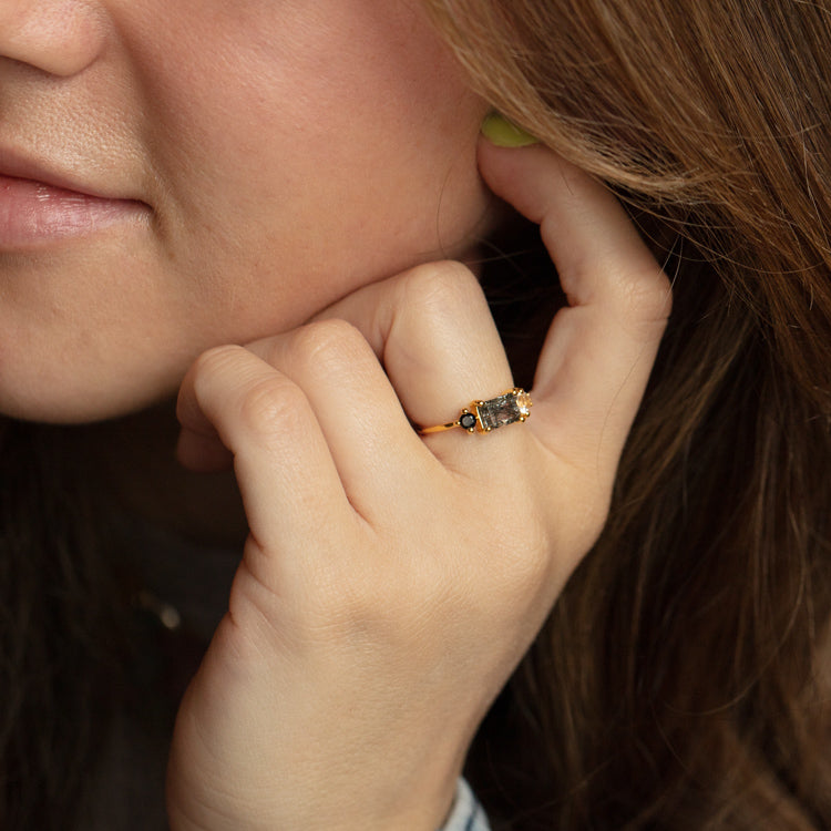 Rutilated Quartz and Topaz Haven Cluster Ring