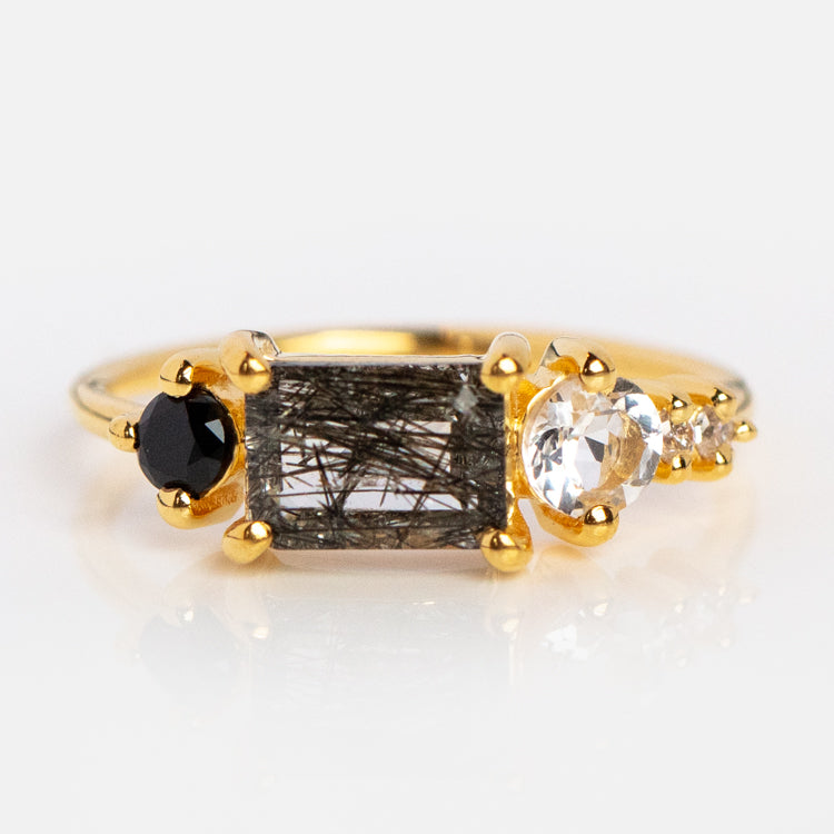 Rutilated Quartz and Topaz Haven Cluster Ring