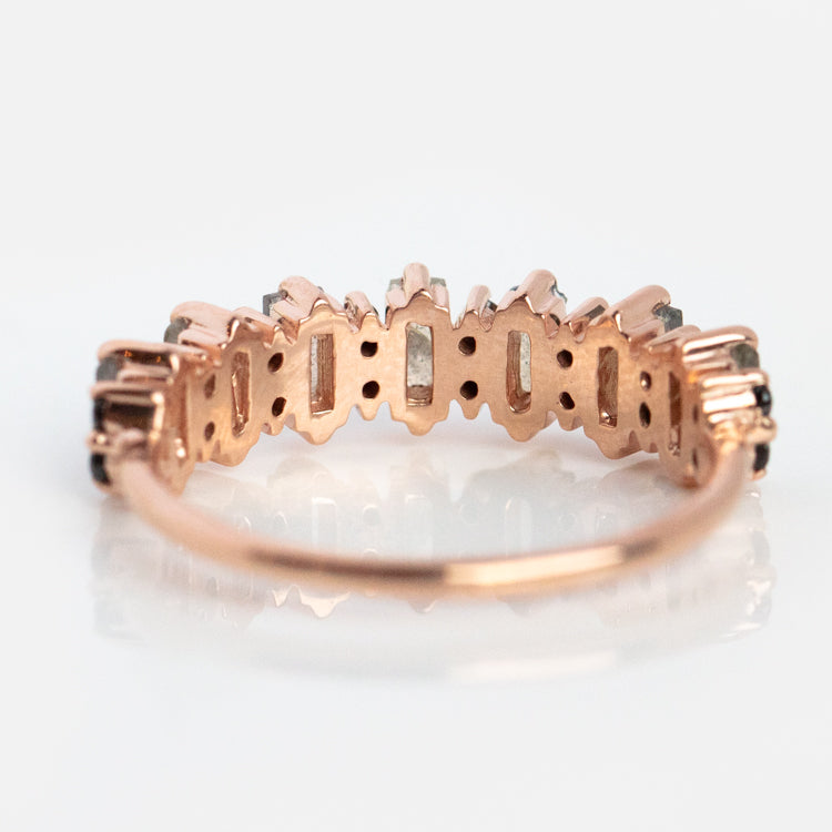 Limited Edition 10th Birthday Rose Gold Canary Ring in Labradorite and Black Spinel