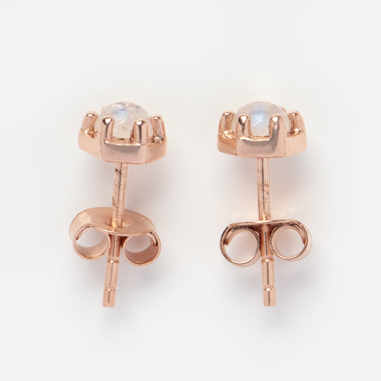 Rose Gold Moonstone Faire Studs