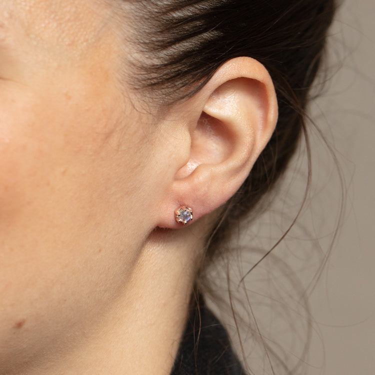 Rose Gold Moonstone Faire Studs