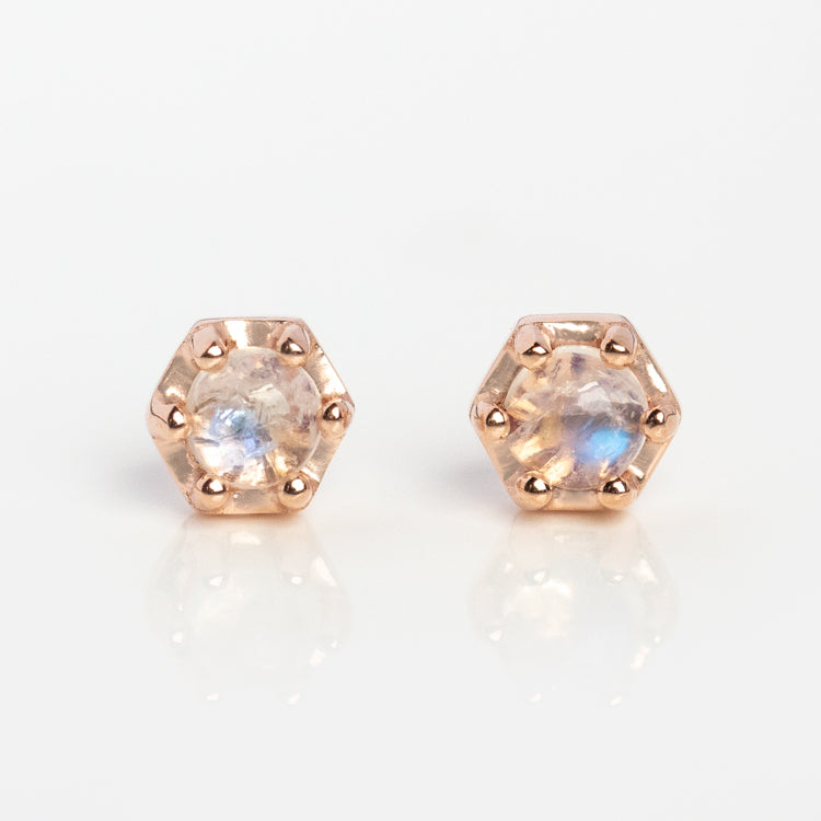 Rose Gold Moonstone Faire Studs