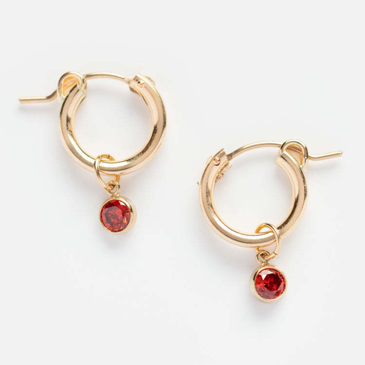 Birthstone Hoop Earrings