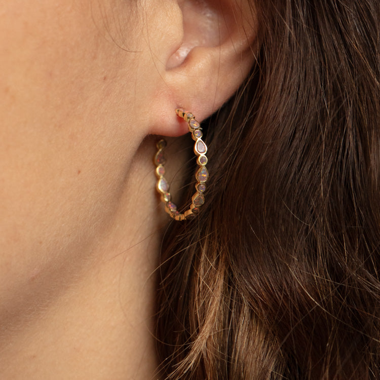 10th Birthday 1" Isla Hoop Earrings in Fire Opal