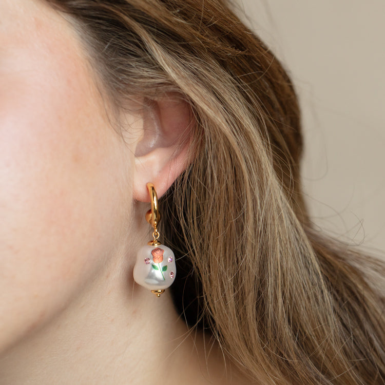Debbie Rose and Pearl Earrings