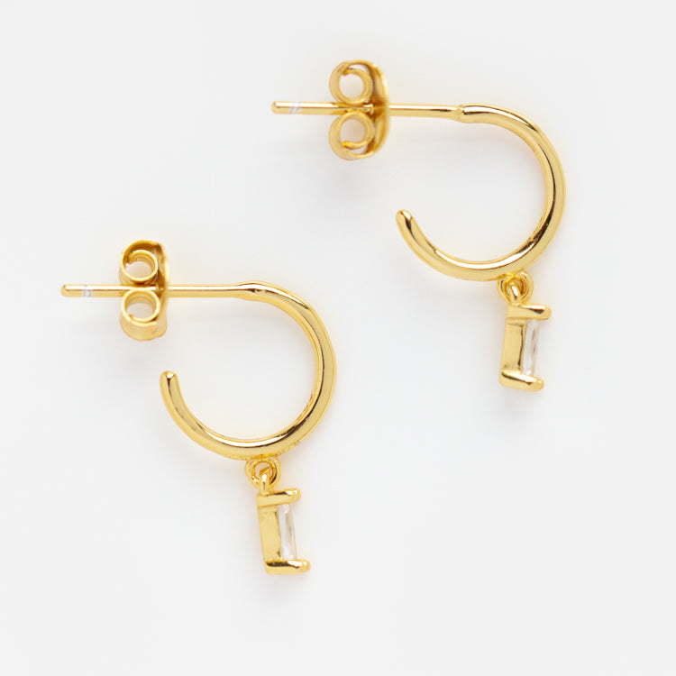 Baguette Huggie Hoop Earrings