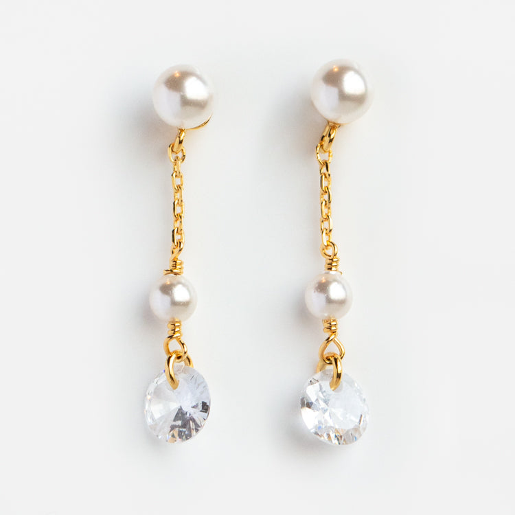 Swarovski Pearl and CZ Drop Earrings