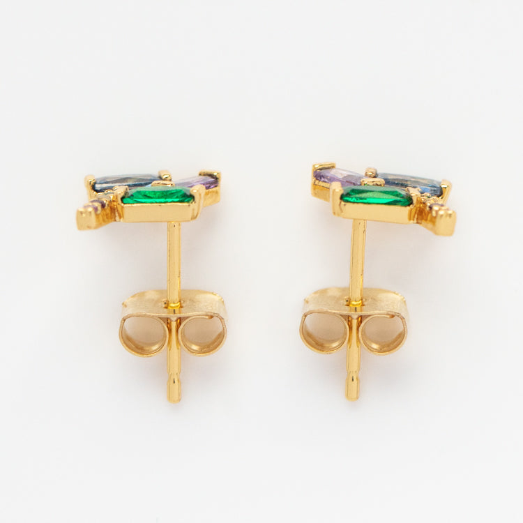 Multi Colored Geometric CZ Stud Earrings