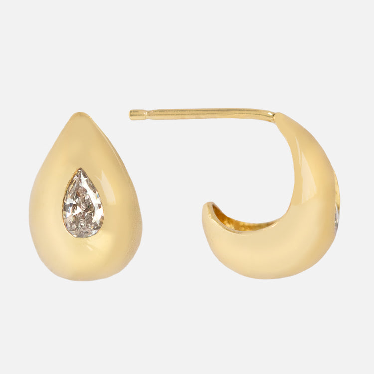 Tear Shaped CZ Huggie Hoop Earrings