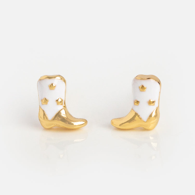 Enamel Cowboy Boot Stud Earrings