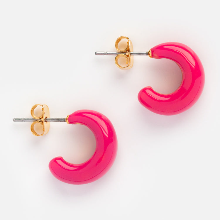 Enamel Chunky Huggie Hoop Earrings