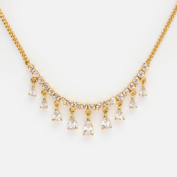 Dangling CZ Bib Necklace