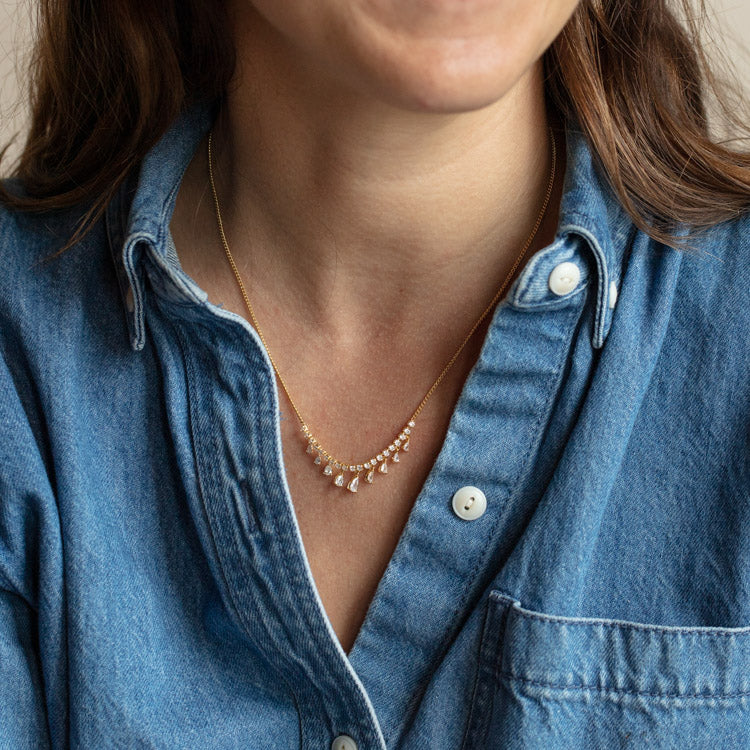 Dangling CZ Bib Necklace