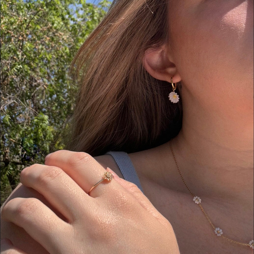 The Summer I Turned Pretty Daisy Charm Huggie Hoop Earrings
