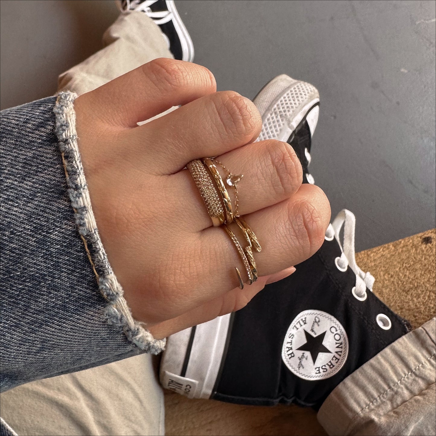Solid Gold Pave Wrap Ring
