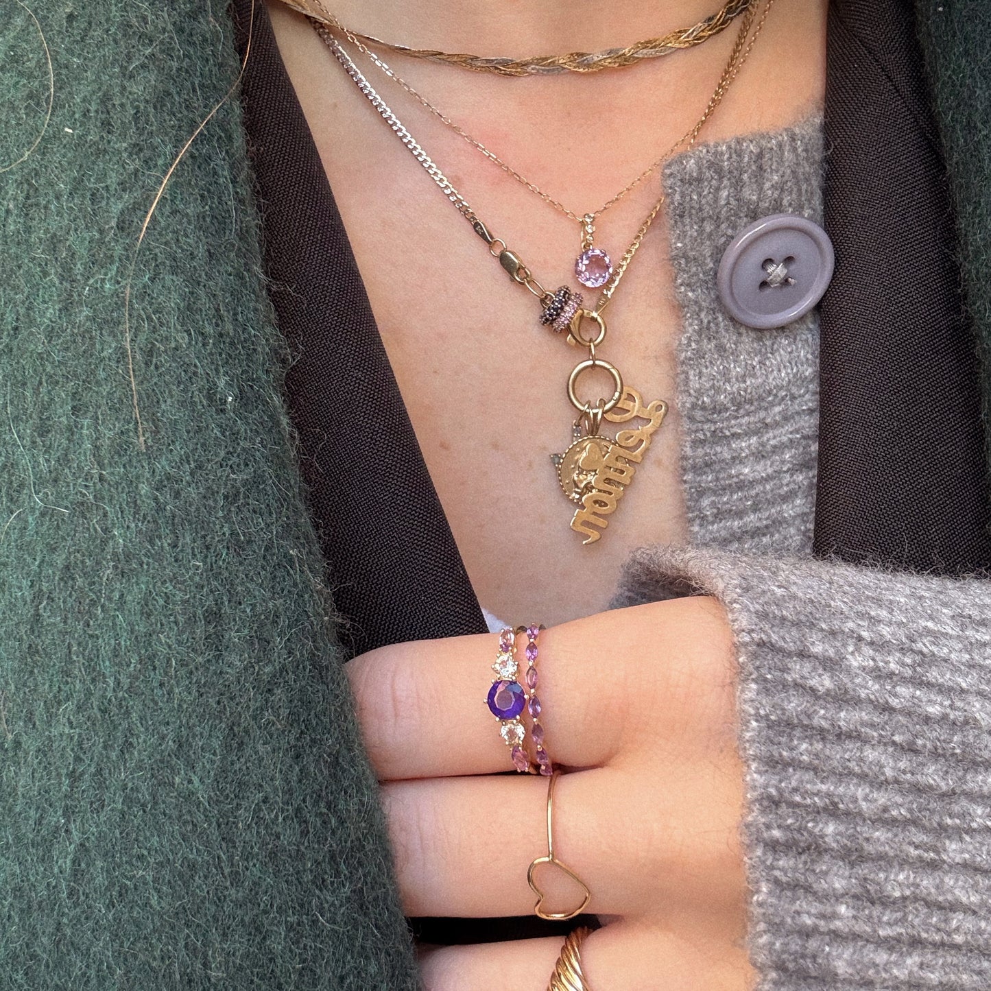 Solid Gold 2025 February Capsule Delicate Amethyst Stacking Ring