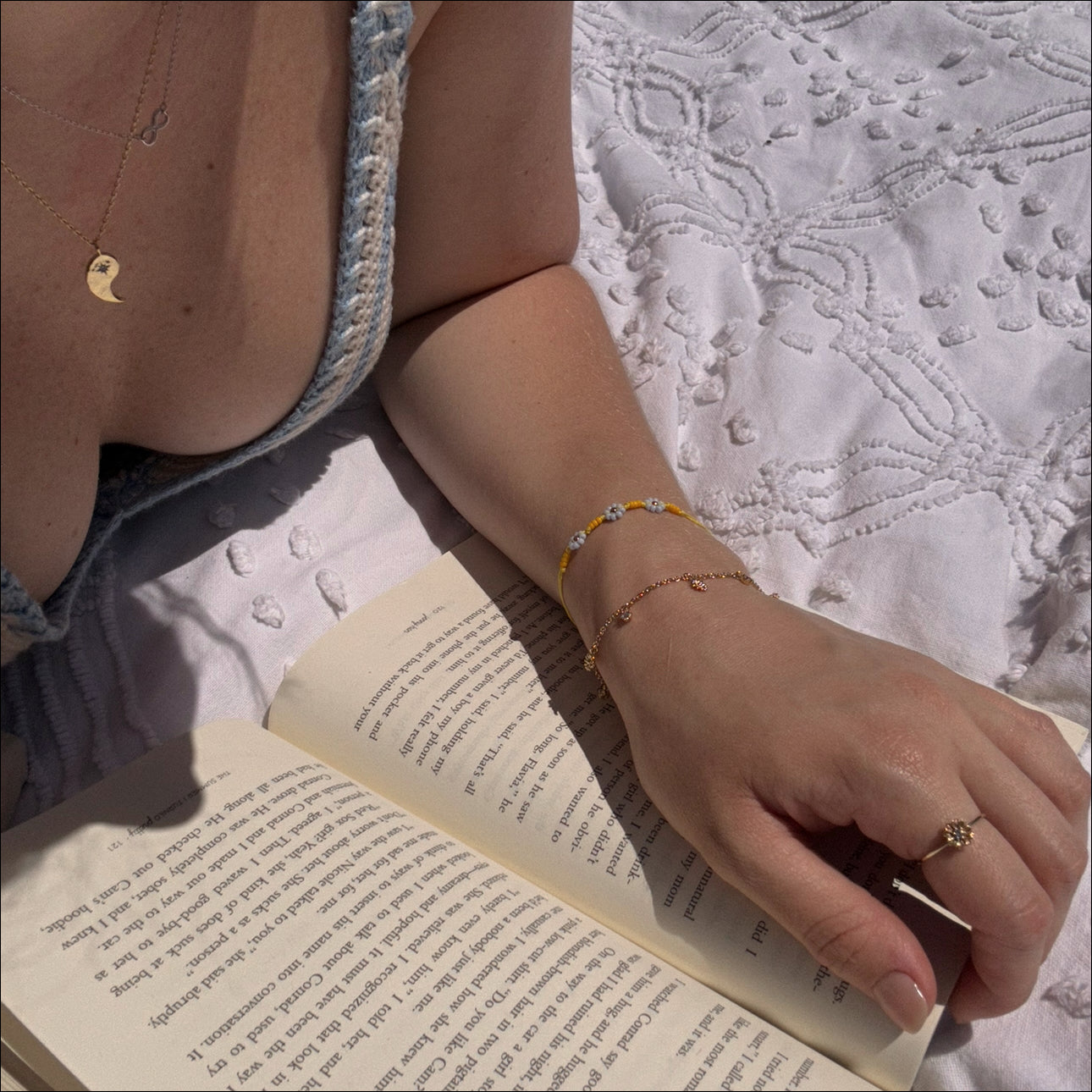 The Summer I Turned Pretty Solid Gold Daisy Ring with White Topaz