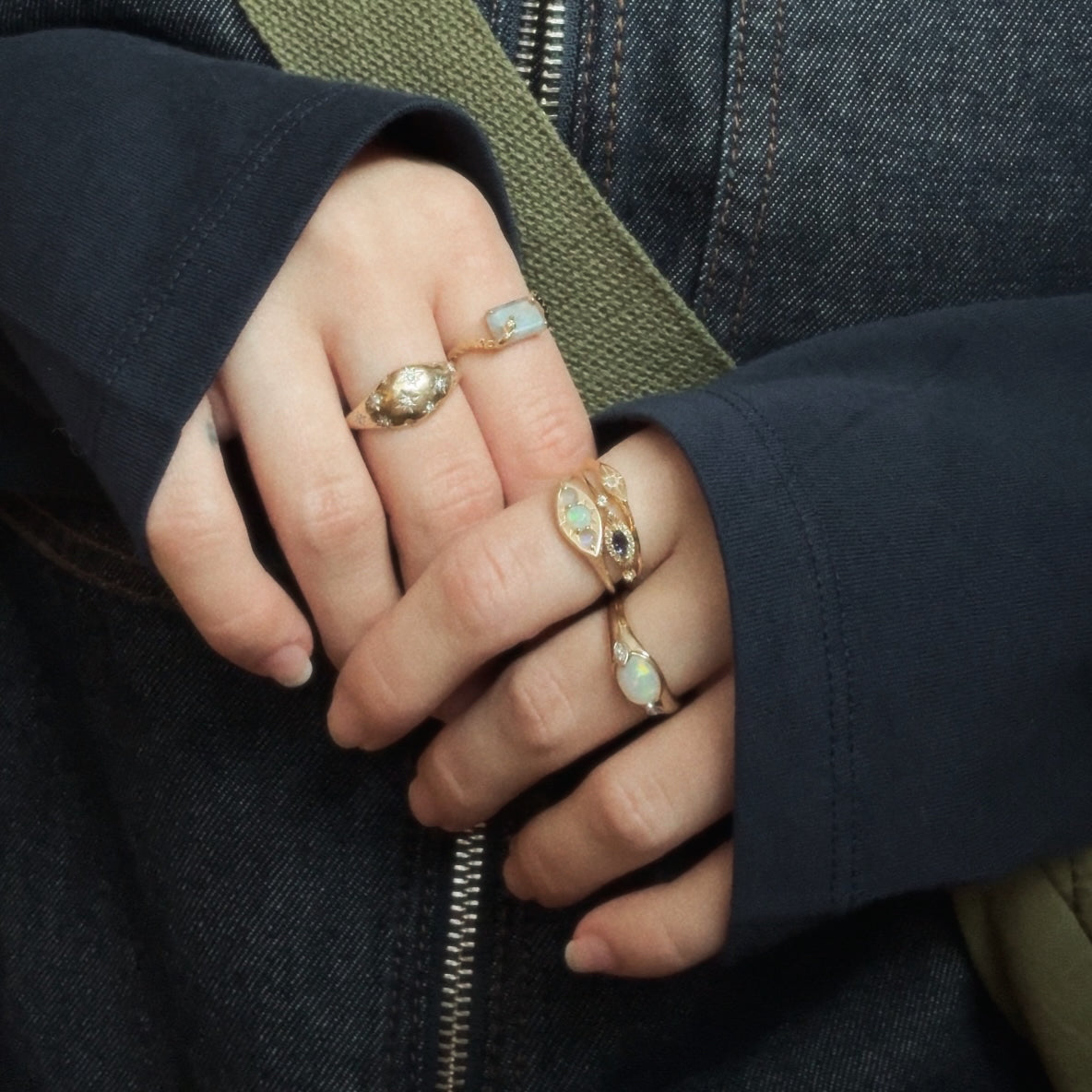 Solid Gold Crystal Ball Opal Ring