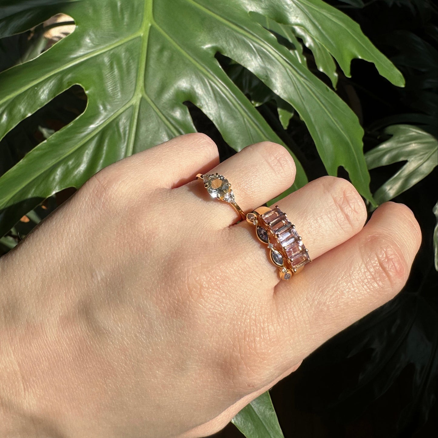 Green Amethyst Round Ring
