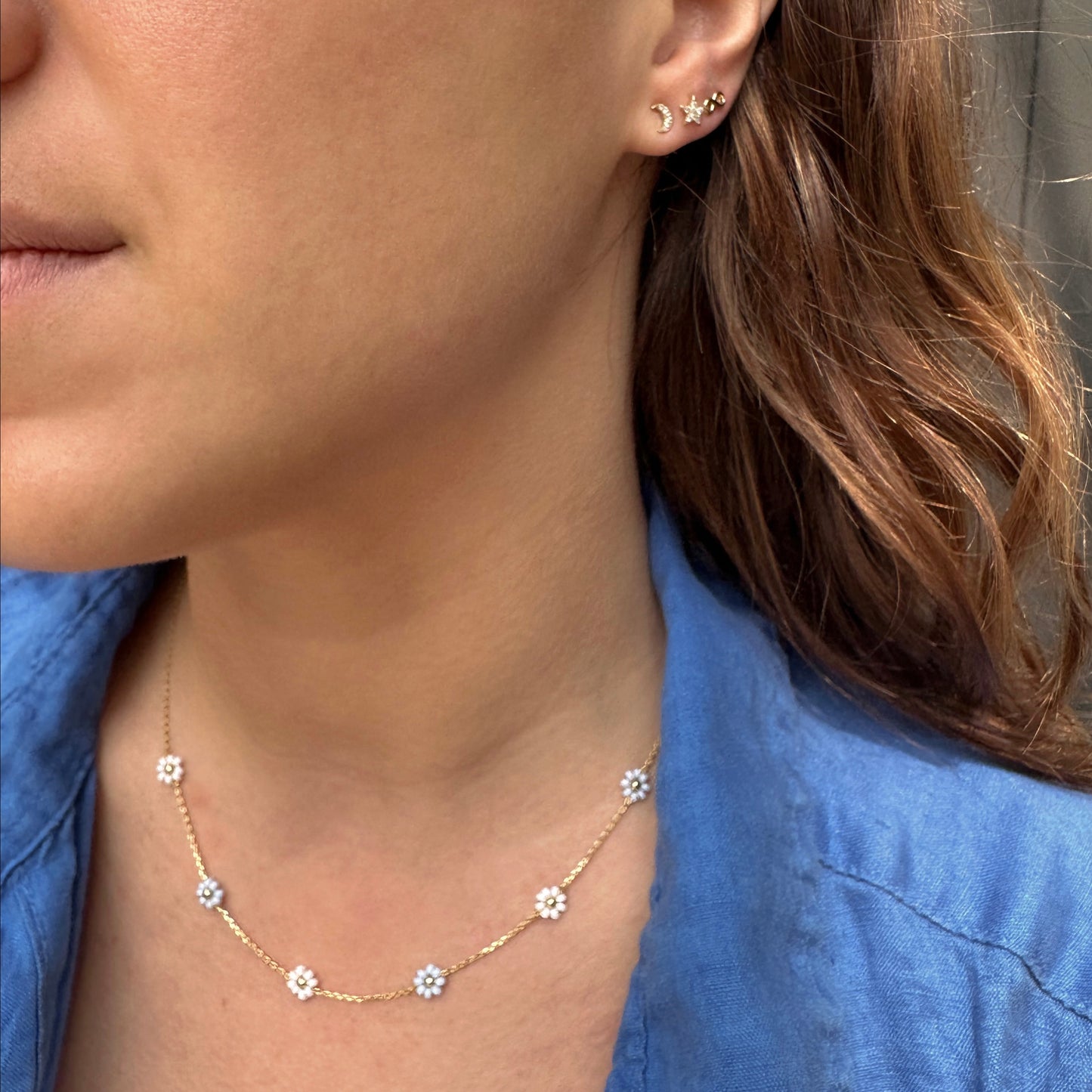 The Summer I Turned Pretty Blue and White Daisy Beaded Necklace