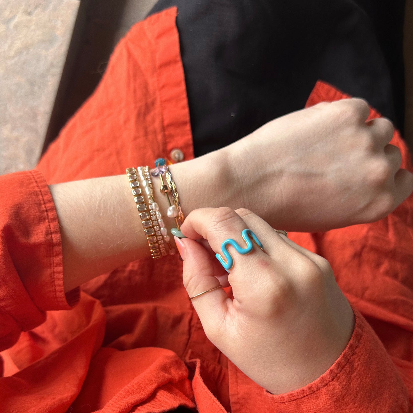Enamel Wave Ring